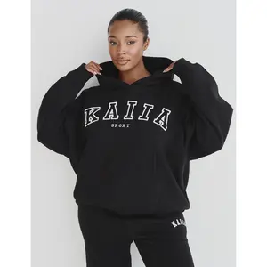 Kaiia Sport Logo Oversized Hoodie Black