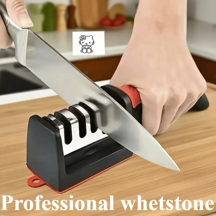 4-Stage Professional Portable Kitchen, Home Knife Sharpener - Helps Repair, Restore, Polish Blades and Sharpening Slot Diamond, Ceramic & Knife Sharpener, Safety Design, Easy Sharpening Tool Kitchenware