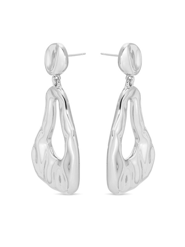 Ettika Molten Drop Earrings - 18k Gold Plated, Silver Plated, Zinc, Lightweight & Versatile, 1.88" Length, Post Closure, Elegant Design