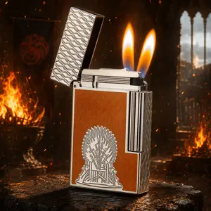 [Double Flame] Game of Thrones Silver high-gloss DUPONT Lighter (NO FUEL)  Profect gifts