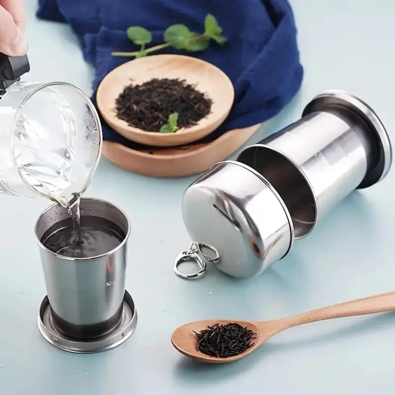 KYEIRYY 304 Stainless Steel Expandable Tumbler, Pocket-Sized Collapsible Mug for Travel & Camping