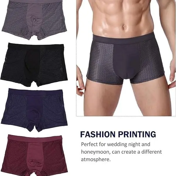 [4-Paris] Breathable Mesh Ice Mesh Underwear Men's ComfortSoft Moisture-Wicking Boxers Briefs Fashionable Men's Underpants
