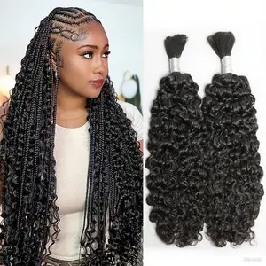 Burmese Curly Braiding Hair For Boho Braids Human Hair Extensions 100% Unprocessed Raw Virgin Hair 15A Burmese Curly Bulk Hair Braiding Bundles No Weft Knotless Braids 100G