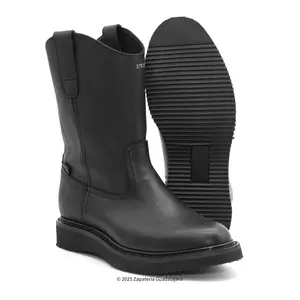 10" SOFT TOE PULL ON BLACK GRASSO NON SLIP SOLE LEATHER WORK BOOT-701