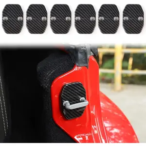 ABS Carbon Fiber Door Lock Covers Protection Trim for Jeep Wrangler JK JKU 2007-2019, Renegade 2016+, Grand Cherokee 2011+, Chrysler, RAM 2019 (6PCS)