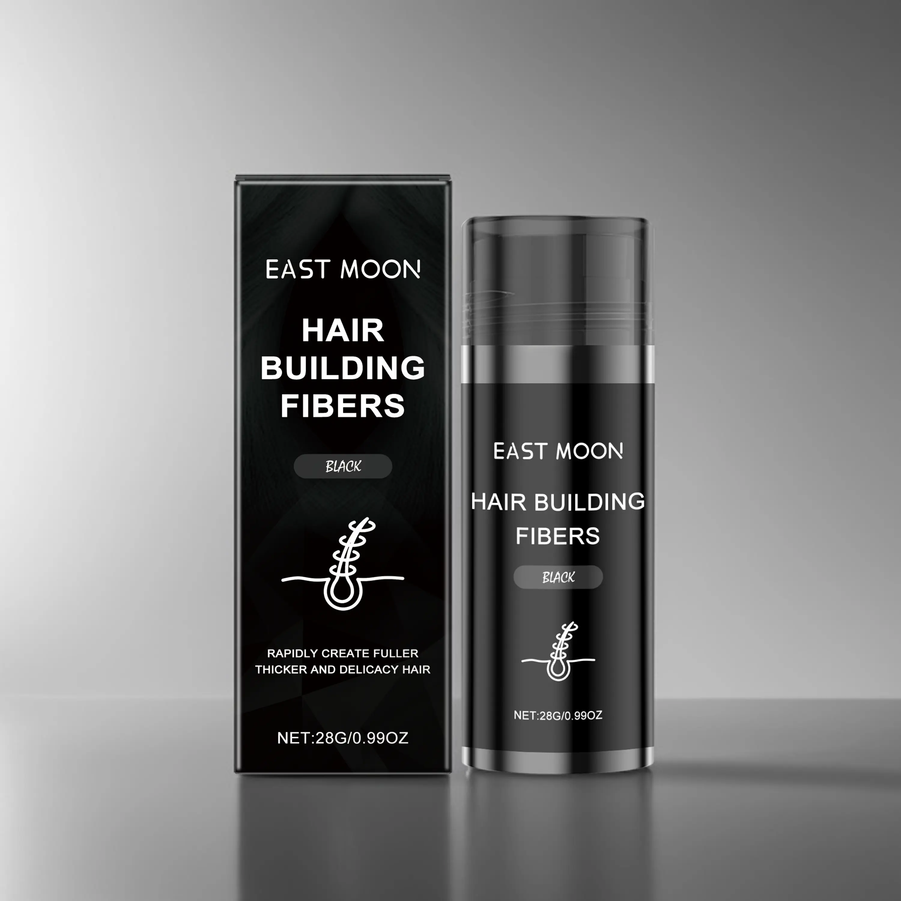 Hair Building Fibers 28g – Black – Instantly Creates Fuller, Thicker, Natural Looking Hair – Covers Thinning Spots & Scalp – Hair Thickening Fibers for Fine, Thinning Hair – Easy to Apply