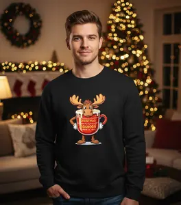 Comfort Colors Funny Moose Eggnog Cup Unisex Sweatshirt, National Lampoons Design, Holiday sweatshirt, Christmas Pullover, Cozy Winter Clothing, Moose Lover, eggnog lover