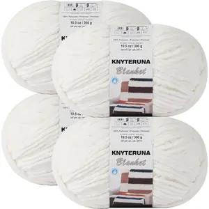 #6 Super Bulky Blanket Yarn for Crocheting 4 Skeins Each 10.5oz/300g 220yds/201m Chunky Chenille Thick Plush Soft Yarn for Knitting Blankets Cream