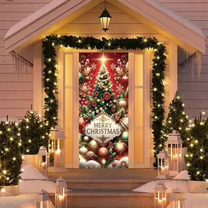 Elastic Room Door Decoration Set, Simple Installation Christmas Door Cover Banner, Happy Holidays Door Hanger for Home Indoor Outdoor Party Decorations, Party Decoration Supplies