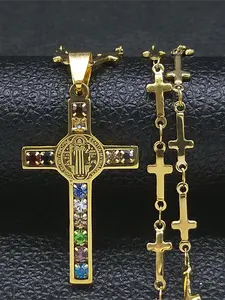 Cross Pendant Necklace, Stainless Steel Necklace for Women & Men, Fashion Jewelry for Party, Daily Decor, Trendy All-match & Exquisite Jewelry for Birthday Gift, Dainty Cross Necklace