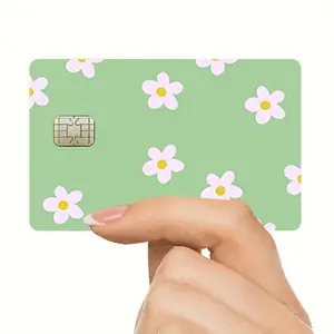 Flower Pattern Daisy Credit Card Sticker, 2 Counts/set Ultra-thin Shiny Matte Finish Waterproof Scratch Resistant Durable Card Sticker, Compatible with Small Chip Cards, High Adhesive Stickers, Floral Pattern Sticker