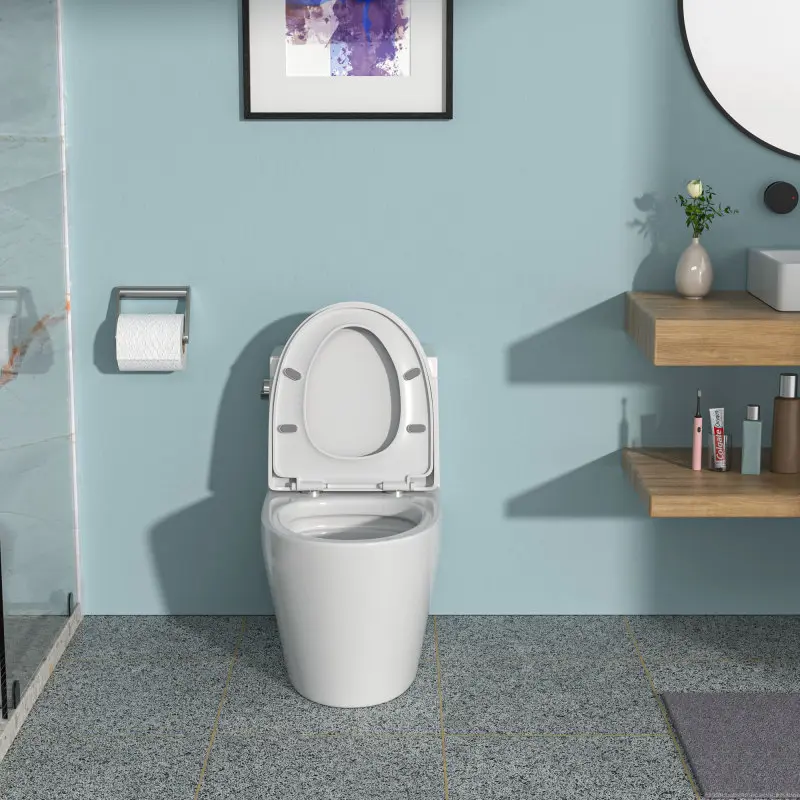 1-Piece Ceramic Toilet with Toilet Tank, Single Flush, Soft-Close Seat, Modern Sleek Design, Tornado Siphonic Flushing System, Clog-Free, Leak-Proof, One-Piece