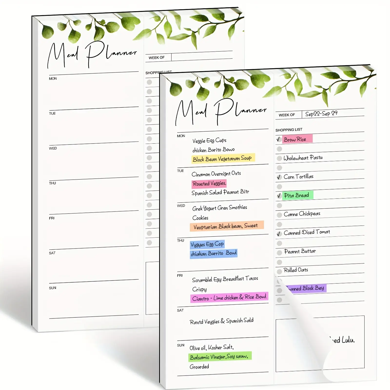 Weekly Meal Planner Magnetic, 90 Undated Tear-off Sheets Meal Planning Notepad, Planner Notebook, Magnetic Meal Planner for Refrigerator, Meal Planner and Grocery List, Menu Planner