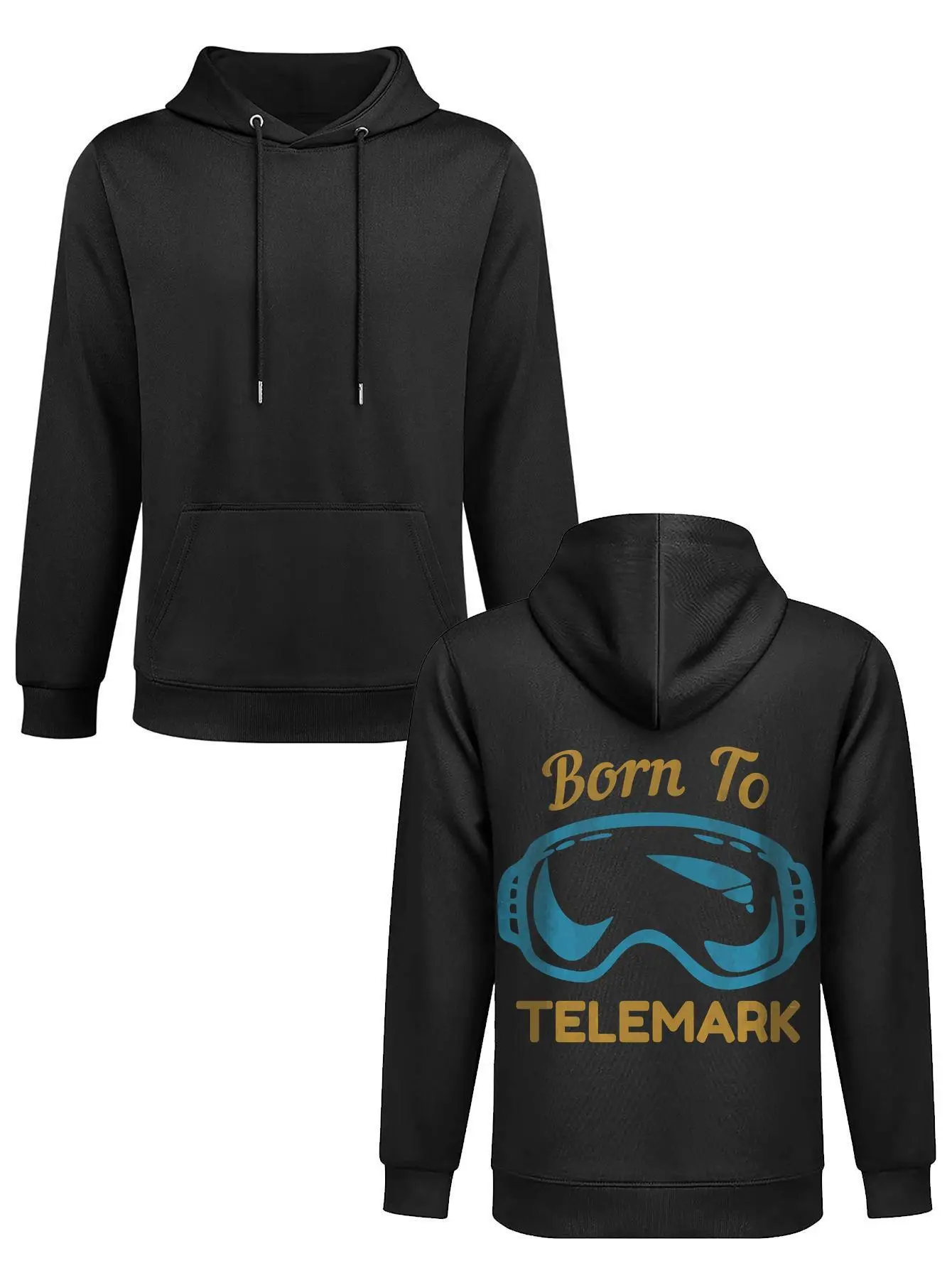 DDMYDAY hoodie with a blue and yellow ski goggles on it Long sleeves black clothing