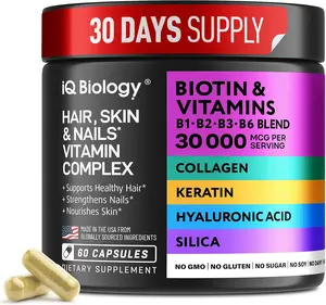 Biotin 10,000 mcg Supplement for Hair Growth with Collagen & Keratin for Hair Loss & Thinning Hair - Hair Skin and Nails Vitamins for Women & Men - Healthy Regrowth, Skin Glow & Nail Repair - 60 Caps