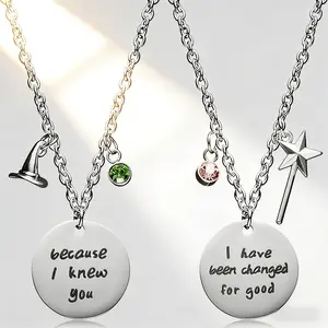 Wicked Jewelry Musical Inspired Gift BFF Necklace Set of 2 Because I Knew You I Have Been Changed for Good Perfect for BFFs and Sisters Friendship Gifts
