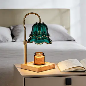 Dimmable Tulip Candle Warmer Lamp With Timer Height Adjustable Solid Wood Base Flameless Scented Wax Melter Bedroom Decor Lamp
