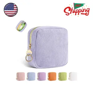 Period Bag for Teen Girls, Corduroy Sanitary Napkin Storage Bag lilac