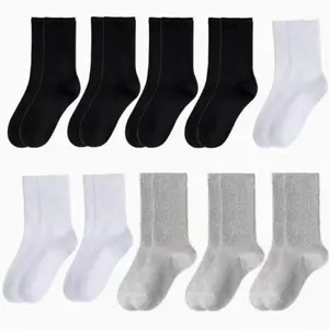 10 Pairs Women'S Cotton Blend Socks - Breathable, Elastic, Knit Casual Crew Socks for All Seasons, Machine Washable, Solid Color, Comfort Fit for Business, Dress, Athletic Shoes