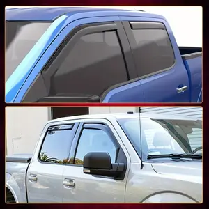 4pcs Car Door Window Visors Sun Rain Deflector Guards For Ford F150 Crew Cab 2015-2024 Glossy Black