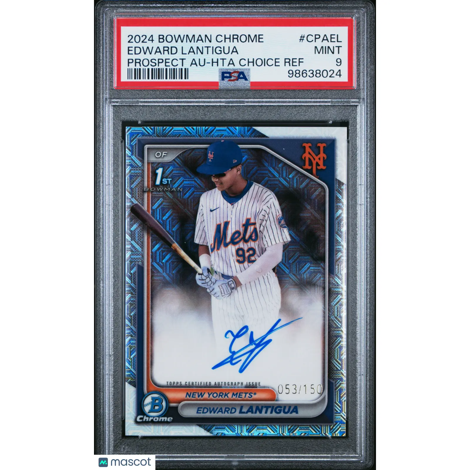 2024 Bowman Chrome Prospect Autographs Edward Lantigua HTA Choice REF /150 PSA 9