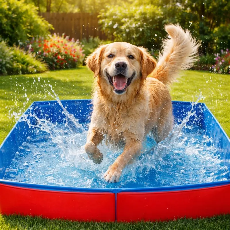 Pet square folding, summer pool bath, pet swimming pool water, pet foot wash basin, cat litter pool, suitable for cats and dogs to play fun indoors and outdoors yard, Foldable Swimming Pool