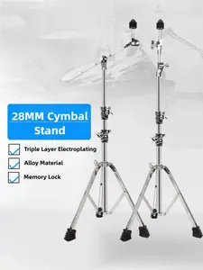 Cymbal Stand with Drum Sticks Holder, Adjust high Boom and Straight Combo,Double Braced Legs with Rubber Feet Ride and Crash cymbal stands
