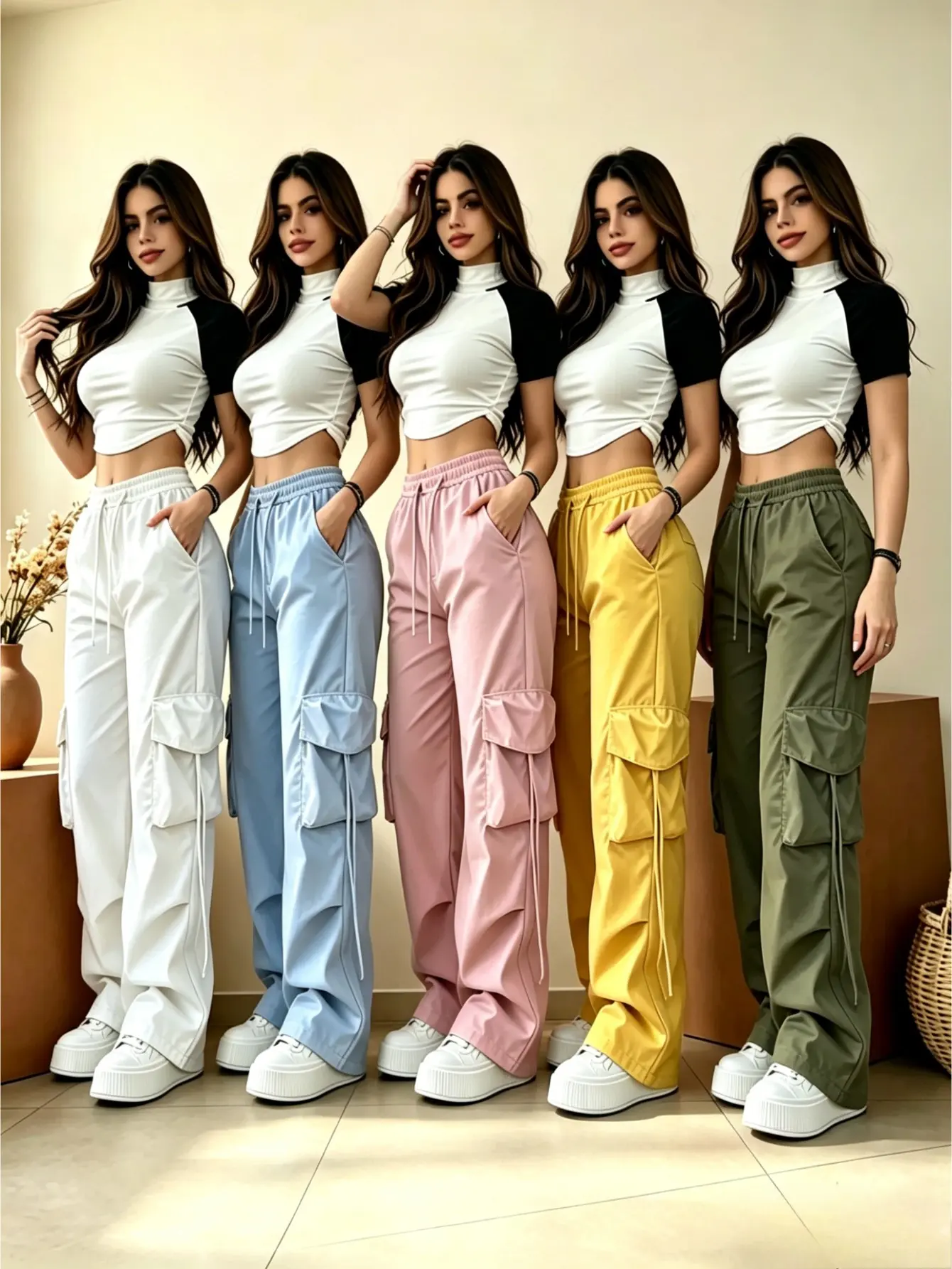 5 Colors Available, High-Waisted Cargo Pants - Quick-Dry Lightweight Polyester Stretch Waist Straight-Leg Wide-Leg Pants, Suitable for, Ng, Trekking - All-Season Daily Pants - Opaque Fabric, Functional Design, Breathable Material, Pants.