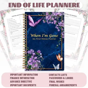 Elegant End-Of-Life Plan Notebook, Guidance for Wills, Last Wishes, Funeral Planning, Decorative Cover, Peaceful Organizer