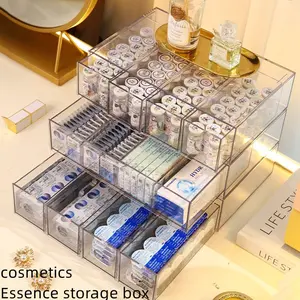Makeup Organizer Box Pet Material, Dustproof Drawer Storage Container, Multi-Purpose Cosmetic Holder for Eyelashes Lipstick Brushes Glasses