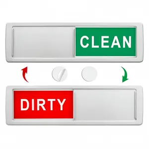 LMMAKE Dishwasher Magnet Clean Dirty Sign Silver Finish Round Shape Non-Scratching Strong Magnet Indicator Red Dirty Green Clean Kitchen Decor Gift with Two Round Double-Sided Adhesives Magnetic Superior Quality - Sticker