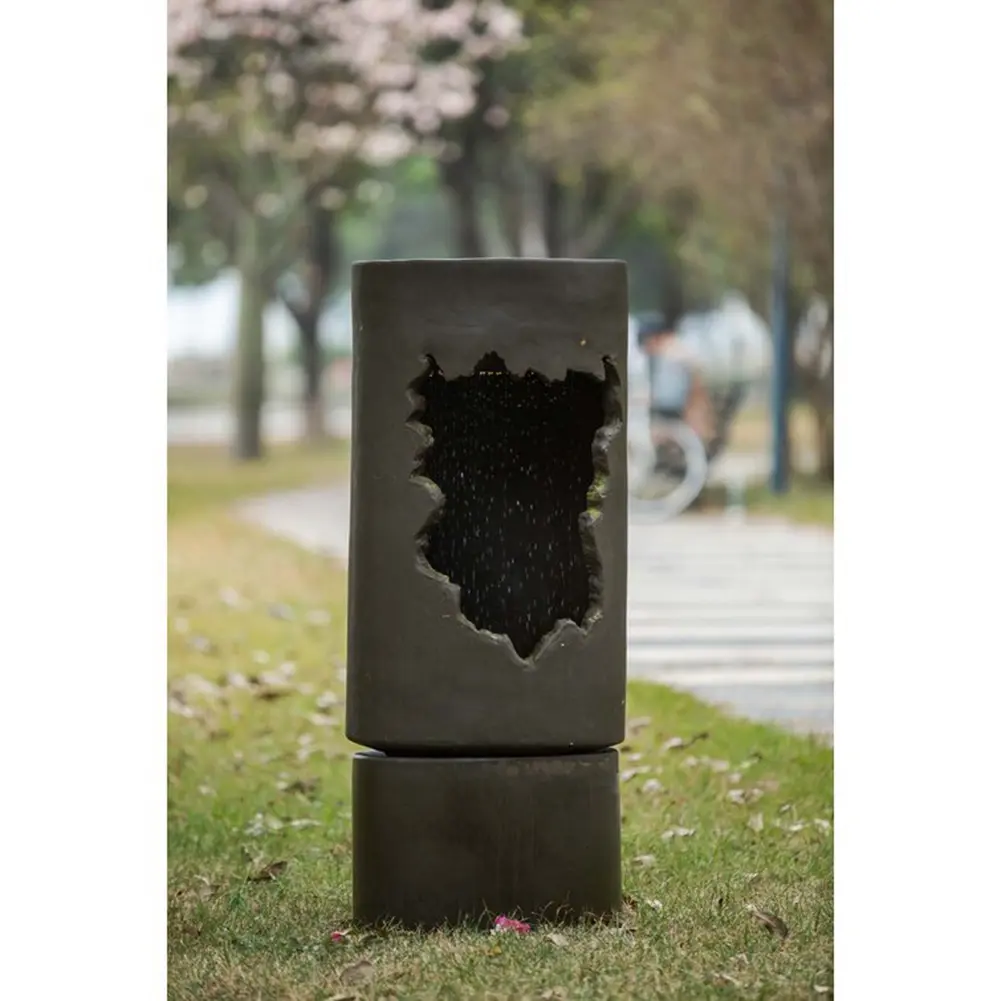 Large Outdoor Water Fountain with Light 19.7x19.7x56.5in Contemporary Cement Water Feature for Garden Patio Backyard DIY Decor, Calming Elegance Home Improvement Garden Supplies Water Features & Ponds, Home Furniture and Household Product