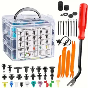 Automotive Fastener Set, Car Accessories, Value Pack 725/925pcs, Bumper Mount Clips Plastic Rivets Tailgate Handle Bar Clips, 26 Popular Sizes,Universal Body Rivets, Fasteners, And Clips Suitable for Bumpers, Doors, And Fenders - Plastic Rivet Set
