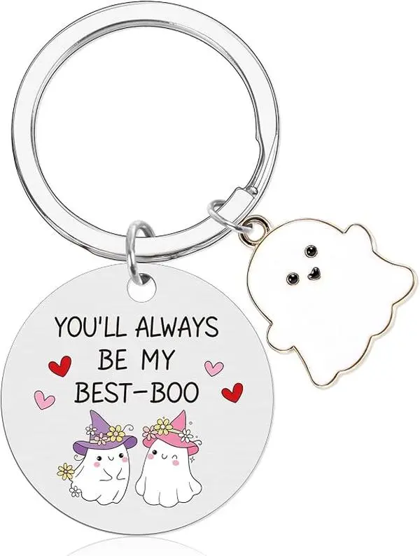Halloween Boo Basket Stuffers - Spooky Ghost Keychain Gifts Halloween Boo Basket Key Chain Gifts to Women Men Boys Girls