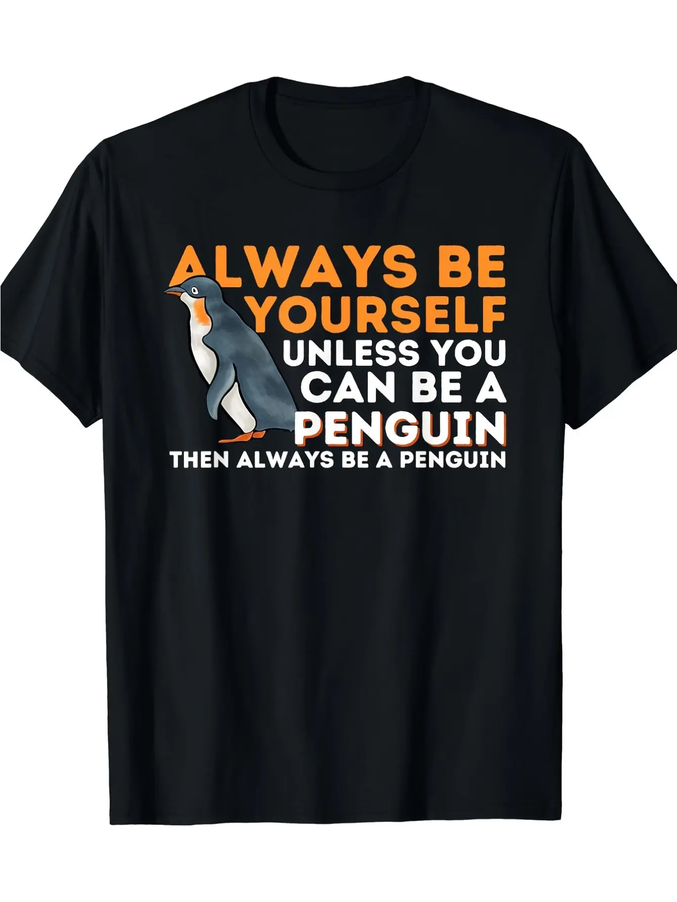 Men'S Funny Penguin T-Shirt with _Always Be a Peng unisex soft cotton short sleeve t shirt, vintage graphic casual tee for men women teens, perfect birthday holiday gift for camping travel gym daily street casual wear