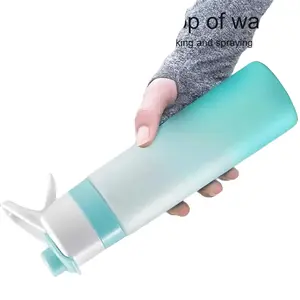 Spray Water Bottle For Girls Outdoor Sport Fitness Water Cup Large Capacity Spray Bottle Drinkware Travel Bottles Kitchen Gadgets Green