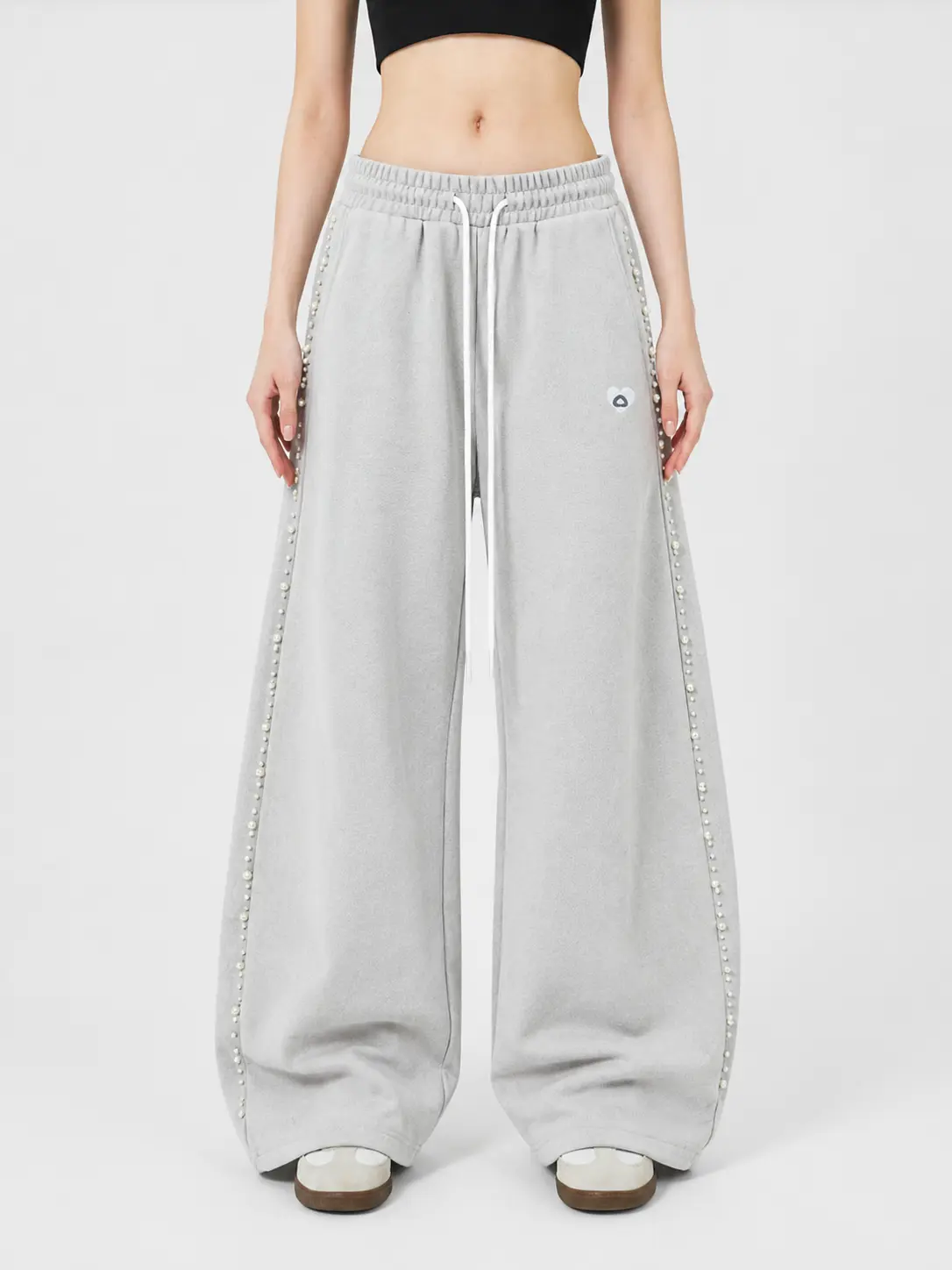 Aelfric Eden Pearl Side Wide Leg Sweatpants Oversized Wide Leg Fit Adjustable Drawstring Waist Soft Women Sweet Cool Casual Pants