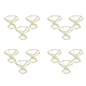 12 Pcs Geometric Air Plant Holder Airplants Rack Metal Plants Stand Planter Shelves Himmeli Decor Tillandsia Containers