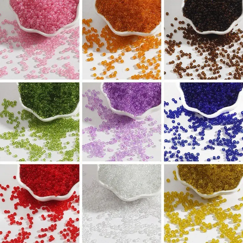 【A009】2/3mm Glass beads Seeds Beads - Transparent Glass Beads for Handmade DIY Accessories and Hairpins Adjustable Beaded Design Beaded Mesh