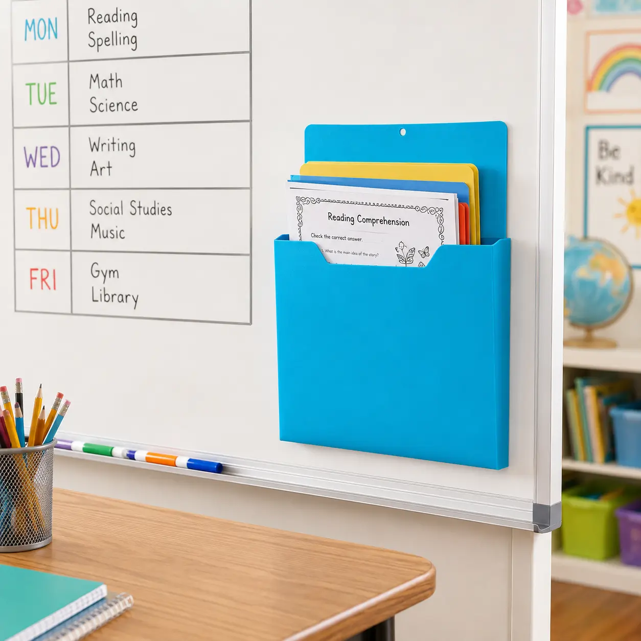 YiimDaifun Magnetic File Folder  Magnetic File Organizer for Classroom Wall Mounted Storage Refrigerator Magazine Mail Letter and Paper Holder for Teacher Organization School Whiteboard Office Classroom Supplies Classroom Must Haves