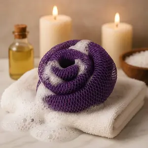 African Exfoliating Net Sponge - 45 Inches Purple Net Sponge for Exfoliation as Described Bath Personal Product Blue