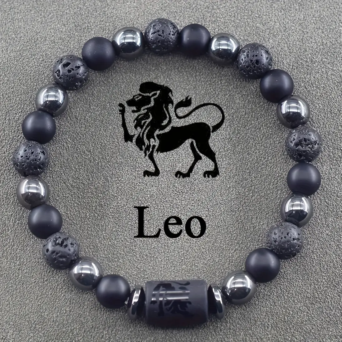 Handmade 12 Constellation Zodiac Bracelet with Volcanic Stone and Unique Crystal Beads, Vintage-Style Unisex Accessory Gift, Handmade Craftsmanship