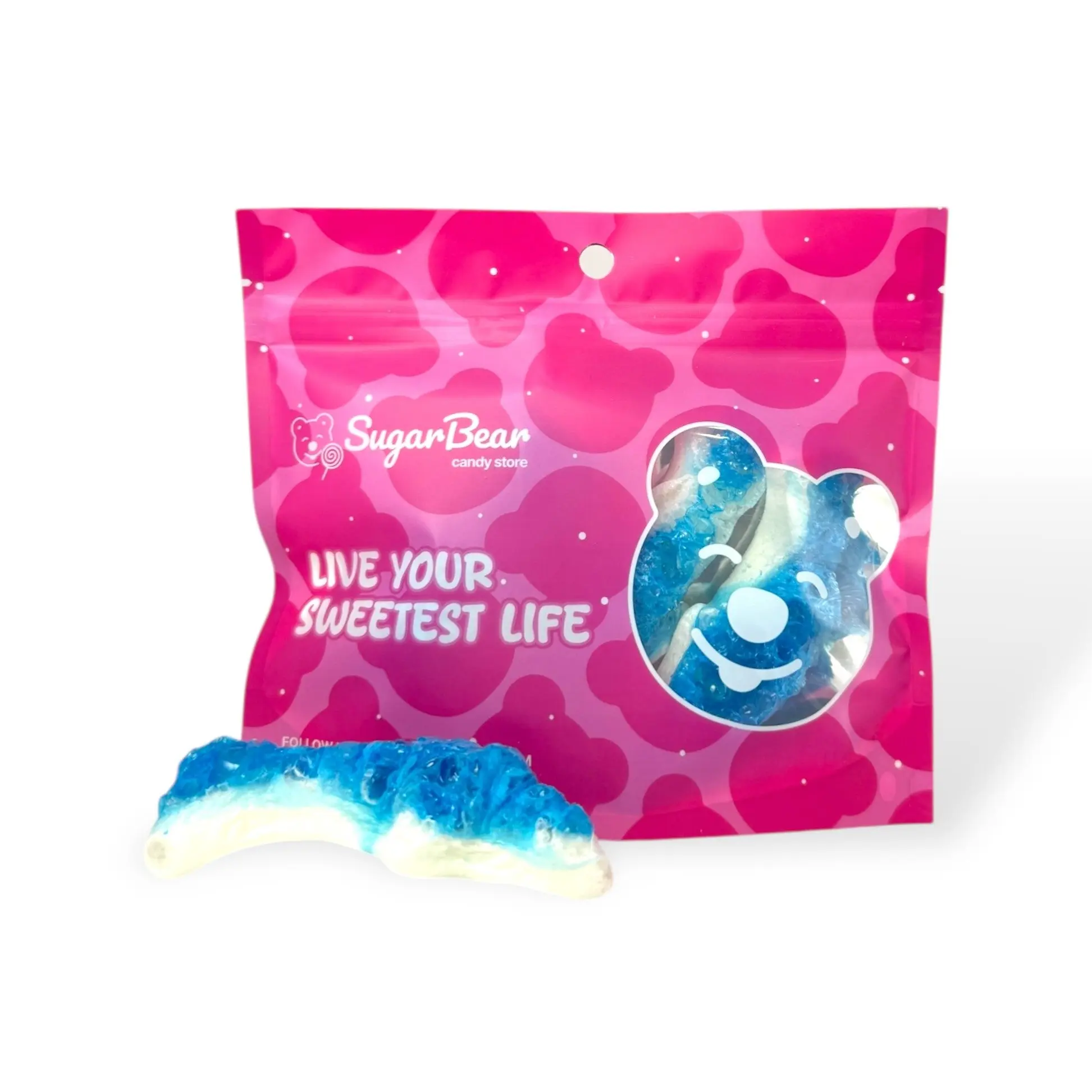 Freeze Dried Giant Gummy Blue Sharks - Crunchy Sweet Candy - 2oz Candy Bag Bonbon Snack Corn Sugar