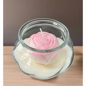 Soy Candle in the Shape of a Flower Placed in a Glass Vase with Vanilla Aroma for Aromatic Decor