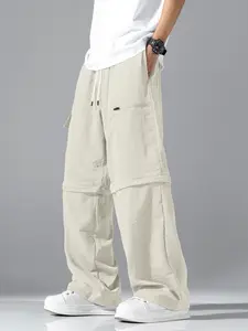 Men's Detachable Two-In-One Workout Pants, Multi-Pocket Design, Loose Straight Leg Running Casual Long Pants, Comfortable and Stylish