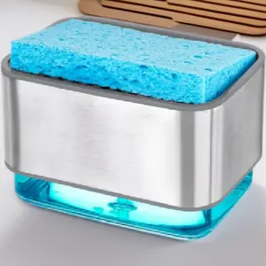 Stainless Steel Soap Dispensing Sponge Holder, Clear, One Size