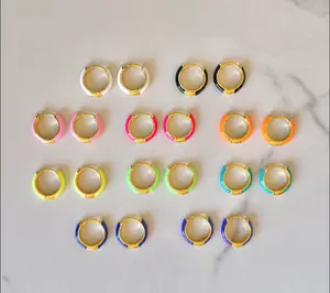 Neon Enamel Hoop Earrings | Gold-Plated Colorful Hoops, Statement Jewelry, Dainty Enamel Hoops