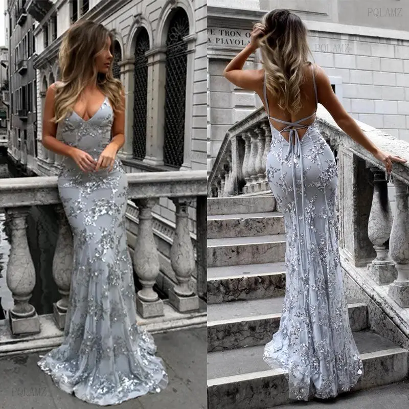 Women's 2026 New Chic European-American Formal Sleeveless Clothes - Elegant V-Neck, Braced Backless, Sequined, Lace-Up, Floral Design, Professional Workwear, Plus Size, Normal Type, Dress, Formal Dress