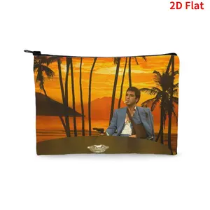 Scarface - Inspired Cosmetic Bag with Tony Montana Sunset Palm Tree Print, Stylish Zippered Makeup Pouch for Travel & Daily Use, Ideal for Storing Cosmetics, Toiletries, and Accessories
