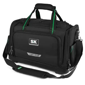 #fathersdaygift SK 21-Inch Heavy Duty Tool Bag, Stackable Tool Bag Organizer with 50 Pockets, with Padded Shoulder Strap and Touch Fastener Handle, 1680D Fabric with Waterproof Hard Base
